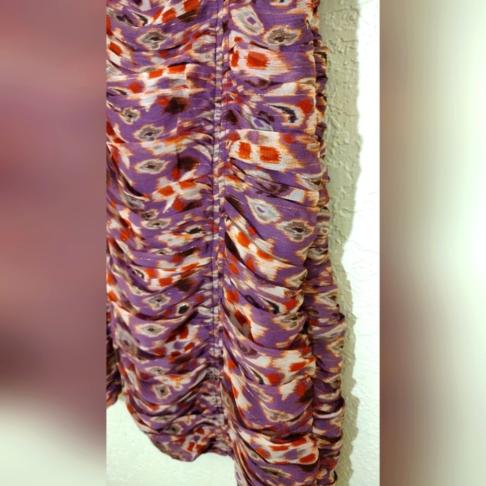 Zara Purple And Burgundy Ruched Sides Mini Dress - Picture 8 of 13